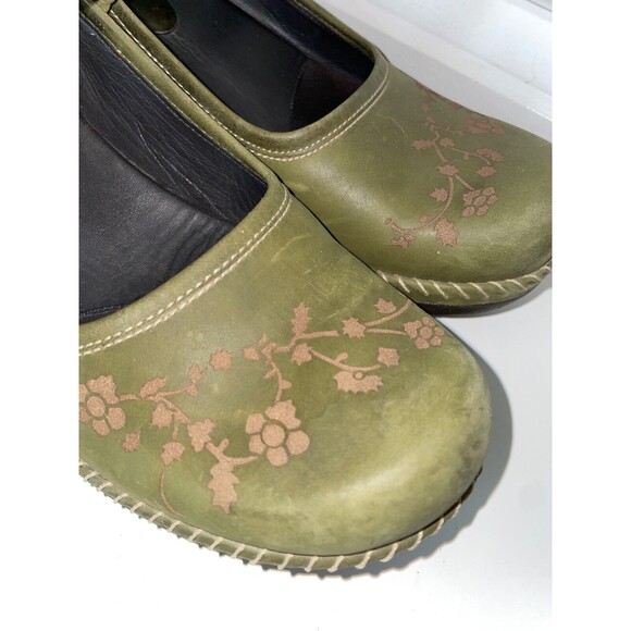 ECCO Women’s Floral Leather Mary Jane Clog size 38/7.5 Comfort Braided Strap - Picture 4 of 10